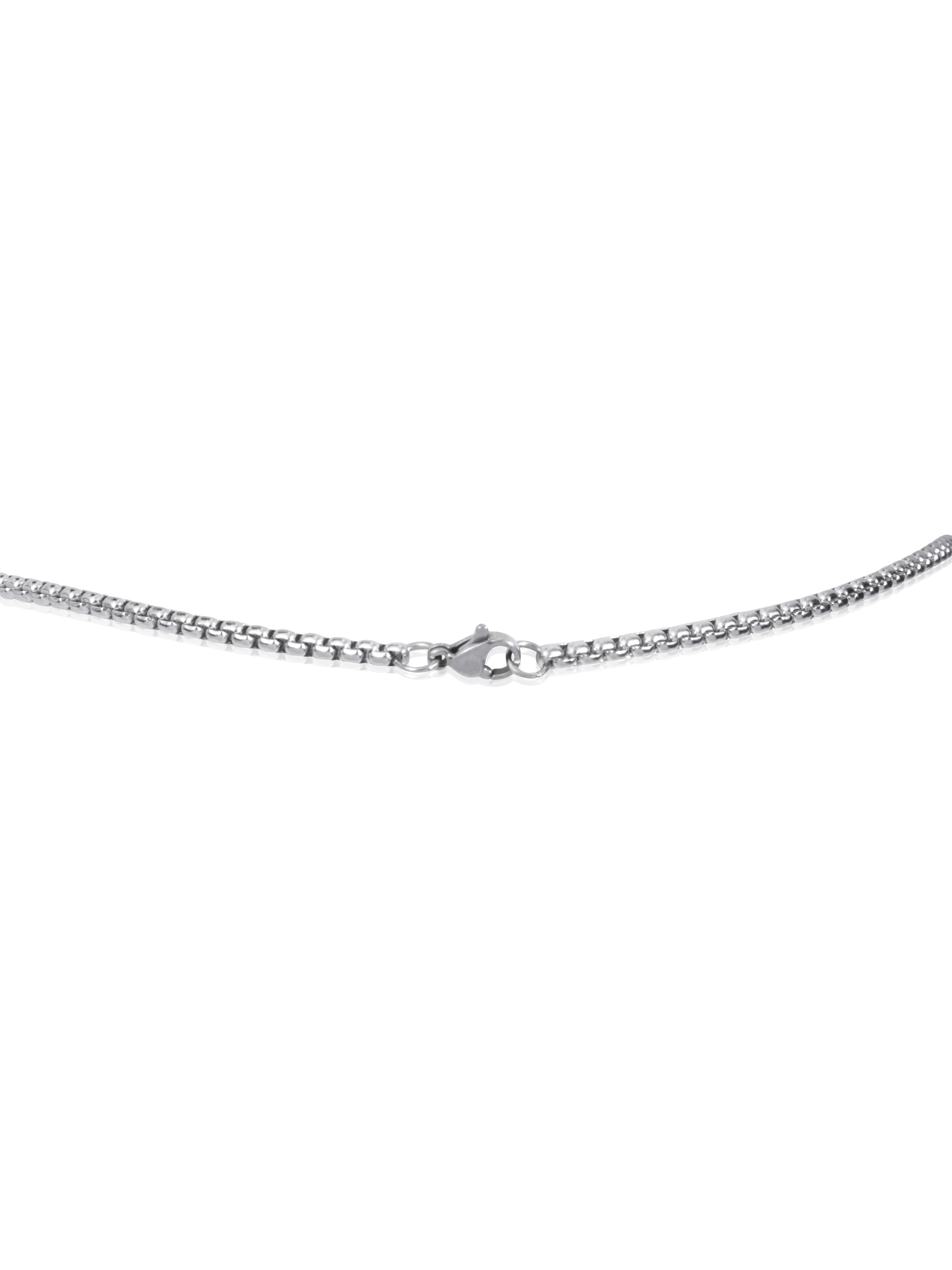 Ed Jacobs Silver Stainless Steel Skull 24" Necklace