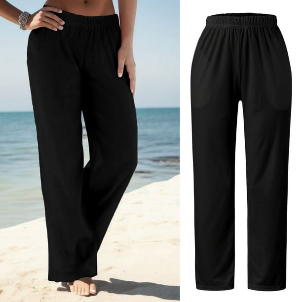 WILLBEST Pantalones Casuales de Mujer para Actividades Diarias En Casa y al Aire Libre, con Cintura Elástica y Prácticos Bolsillos Laterales. Grande
