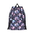 thumbnail image 2 of Honeii cool Skull flower Print Canvas College Laptop Backpack, Durable Rucksack Travel Notebook Bag School Backpack Book Bag for Men Women-Medium, 2 of 7