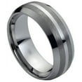 thumbnail image 3 of Tungsten Rings for Men Wedding Bands for Him Womens Wedding Bands for Her 8mm Beveled Grooved Lines Brushed, 3 of 4
