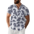 thumbnail image 2 of COSFO Men Button Down Shirt Hawaiian Short Sleeve Cotton Linen Tops Loose Fit Summer Collared Vacation Mens Casual Shirts, 2 of 9