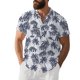 thumbnail image 1 of Mens Casual Manga Corta Botón Abajo Camisas con Estampado Floral Cuello Turndown, Camisas de Playa de Poliéster para el Uso Al Aire Libre de Verano, 1 of 9