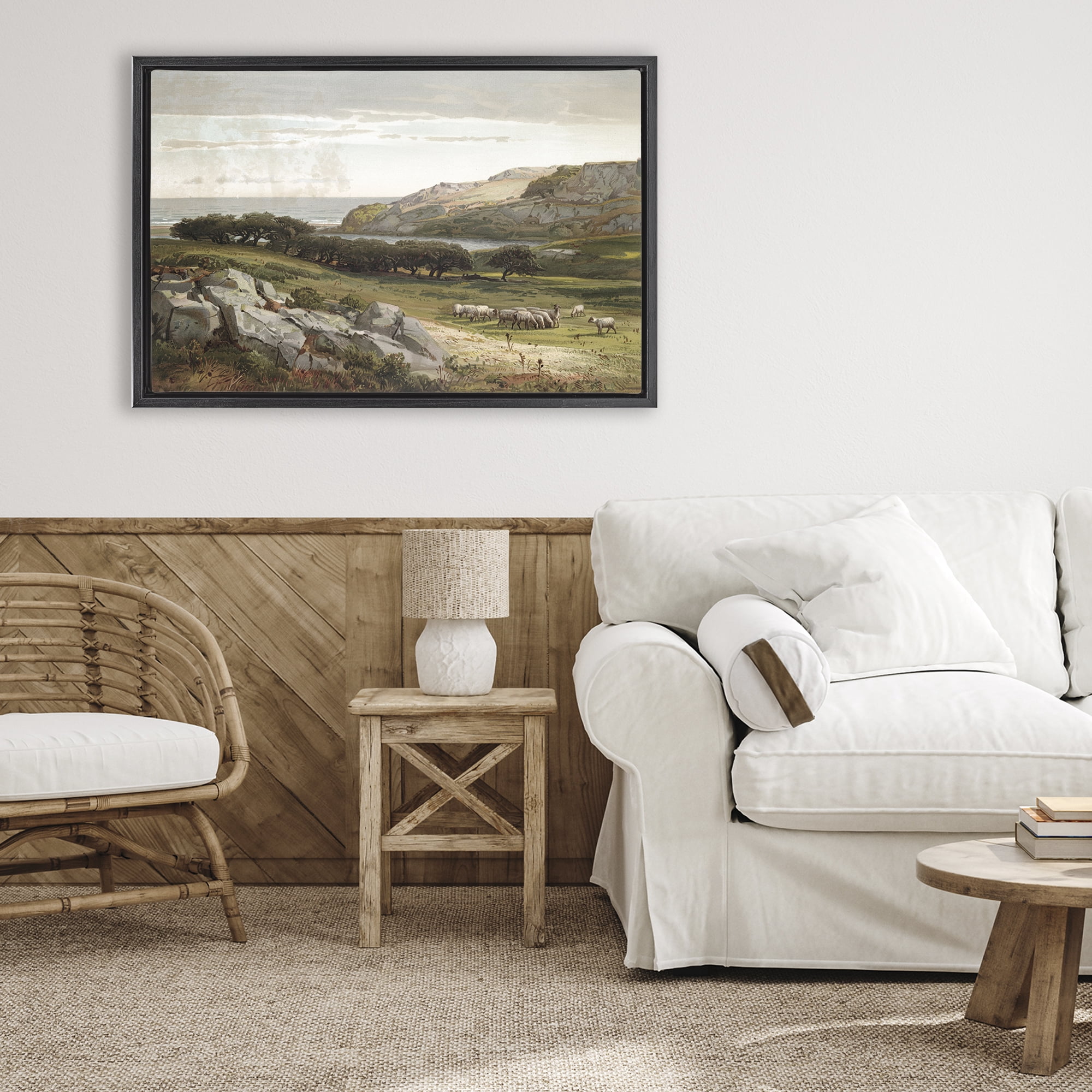 Stupell Industries Sheep in Passionate Landscape Black Framed Floater Canvas Wall Art, design by Lula Bijoux & co.