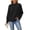 Black, variant on Women's Quilted Textured Tops Waffle Knit Mock Neck Long Sleeve Drop Shoulder Shirts Loose Fit Solid Casual Pullover Blouses Purple