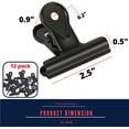 thumbnail image 3 of y 12 Pack of Black Bulldog Clips, 2 1/2 Inch Large, Metal Hinge Paper File Cli, 3 of 5