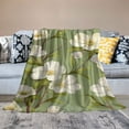 thumbnail image 2 of COMIO  Flannel Blanket Throw, Spring Peach Blossom Flower Green Background Ultra Soft Warm Fluffy Plush Throw Blanket for Bed Couch Camping Decorative Throw, 2 of 6
