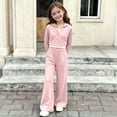 thumbnail image 4 of ECHFIPROM Big Girls Fall Outfit Long-Sleeve Hooded Pullover Top and Pants Sports Casual 2 Piece Set Age 1-14 Years,Pink,3-4Years, 4 of 6