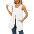 thumbnail image 6 of Uvplove Women's Summer Sleeveless Soft Knit Cardigan with Pockets High Low Drape Front Open Cardigan Blouse,White,S, 6 of 17
