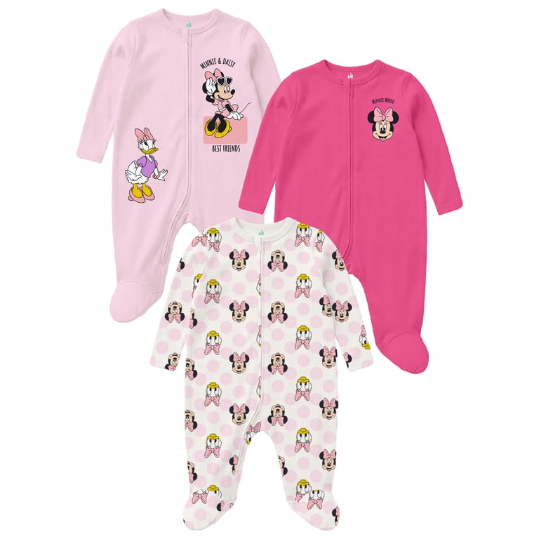 Minnie and Daisy Baby Girls 3-Pack Sleep n' Play, Newborn-9M photo 1