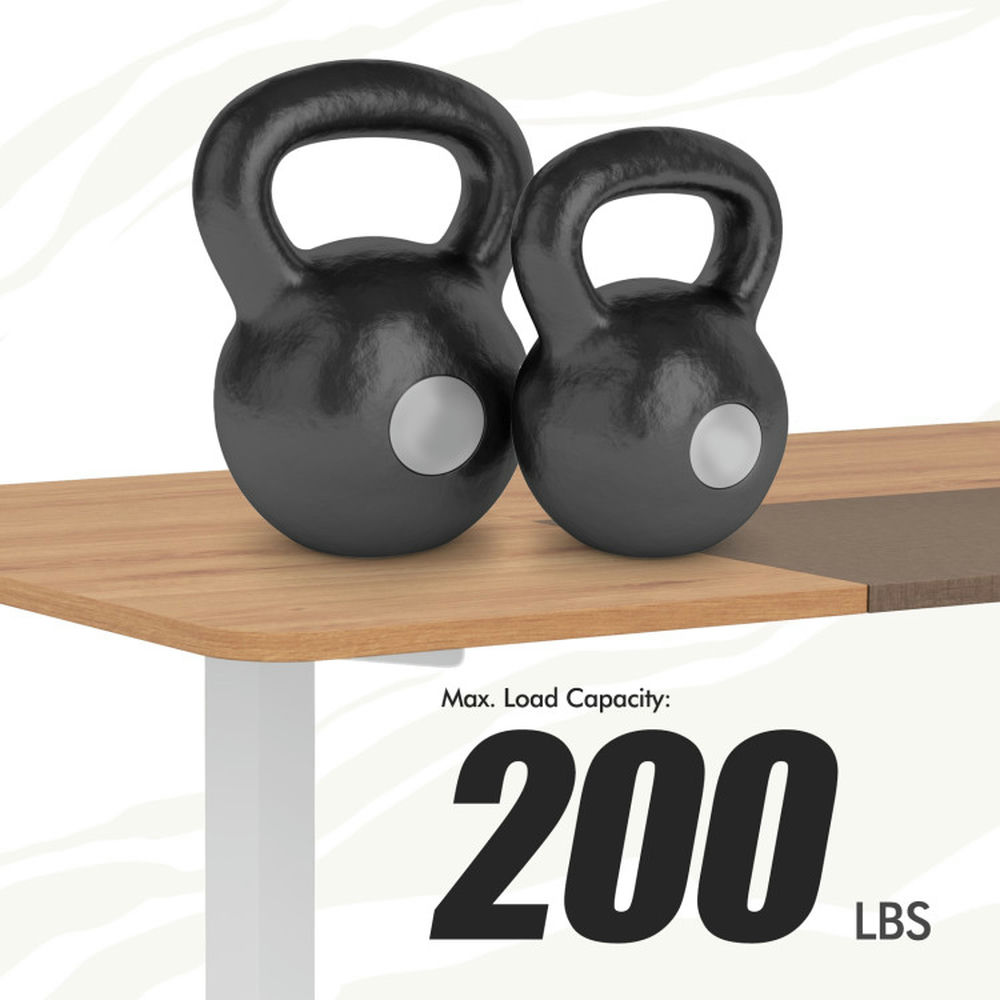 Demi Bonn 55" Electric Height Adjustable Computer Desk with Hook, Small Home Office Desk Study Writing Table, Beige