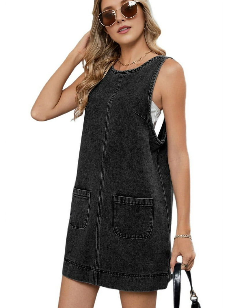 slim fit dress slacks Cotton Overall Pocket Dress – Lucia's World Emporium main image 0