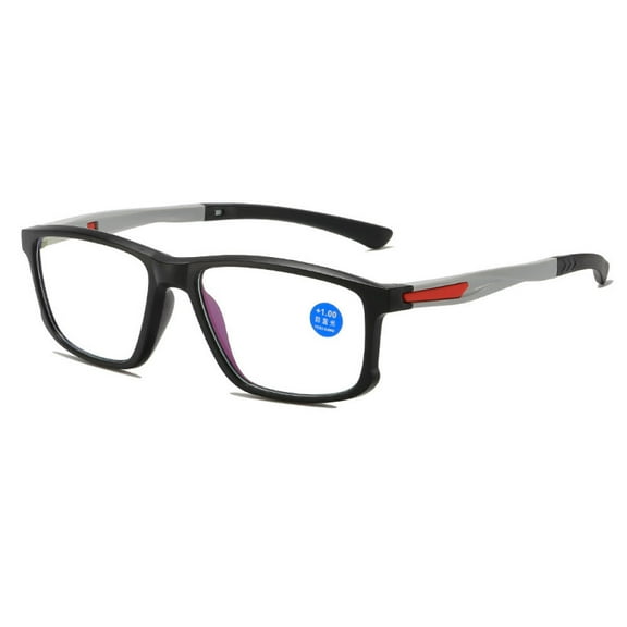 Men's Blue Light Blocking Sports Grey Reading Glasses 1.00 Ultra-light Two-tone Presbyopic Glasses Square Readers  1.00