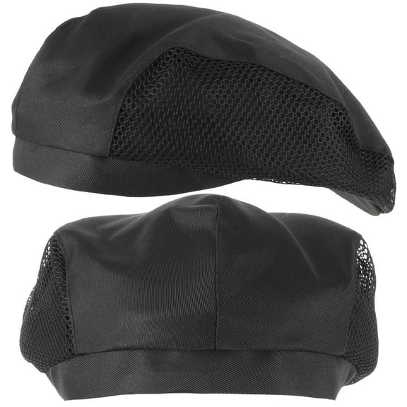 HONMEET 2pcs Black Chef Hats Reusable Hair Nets Unisex Kitchen Work Caps Breathable Cooking Headwear