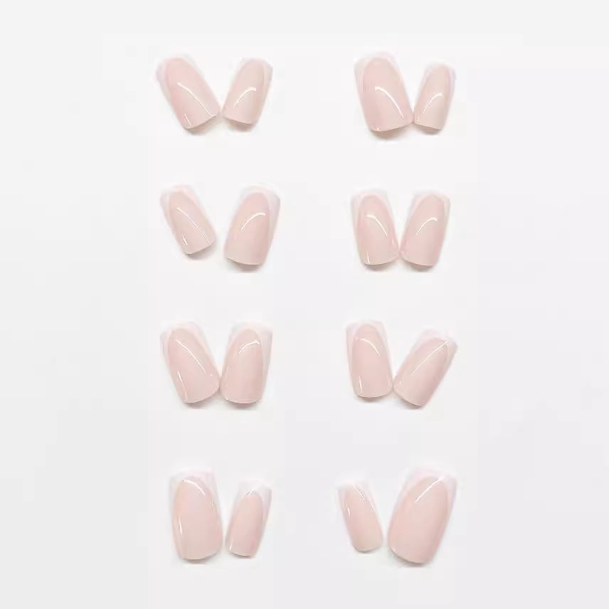Cross-border hot sale classic fashion white edge sweet pink versatile color wearing nail removable fake nail finished product wholesale