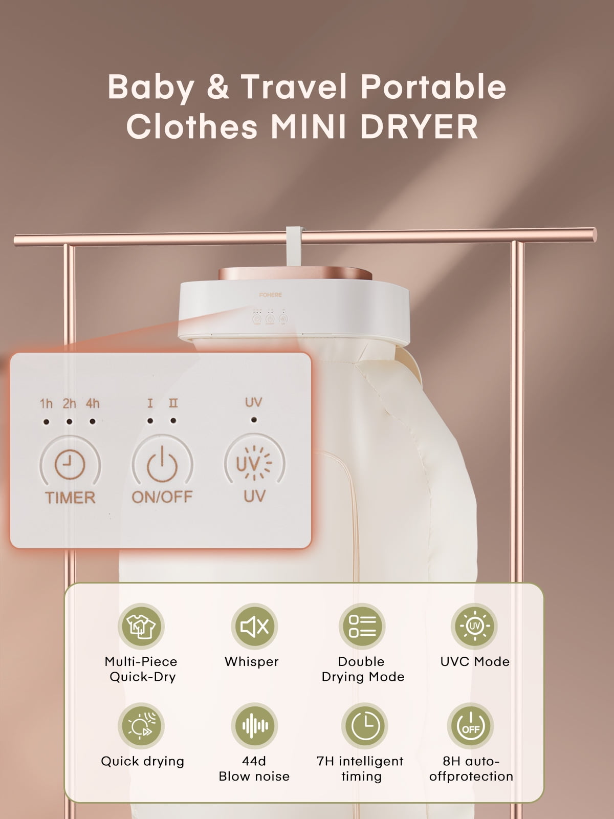 Portable Clothes Dryer, 600W Mini Foldable Laundry Dryers with Timer, Suitable for Underwear, Baby Clothes, RV, Apartment, Travel
