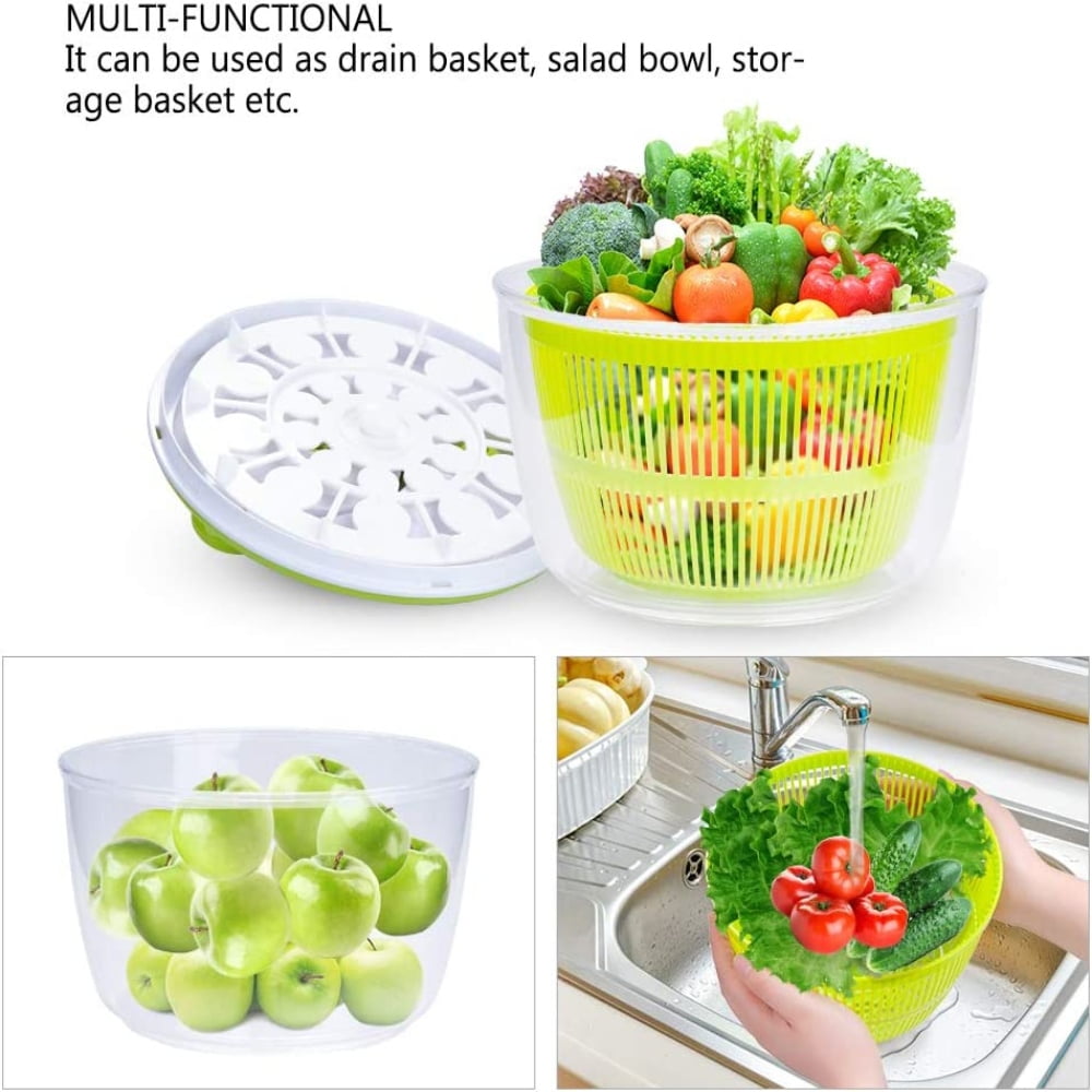 Salad Spinner Large, Lettuce Dryer Spinner Quick Dry Design BPA Free, 5.3  Quarts