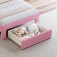 thumbnail image 6 of Bellemave Twin Size Kids Bed with Rainbow Design and Storage Drawer, Princess Upholstered Platform Bed with Crown Headboard, Cute Twin Bed with Wooden Slats Support for Teens Girls Boys Bedroom, Pink, 6 of 8