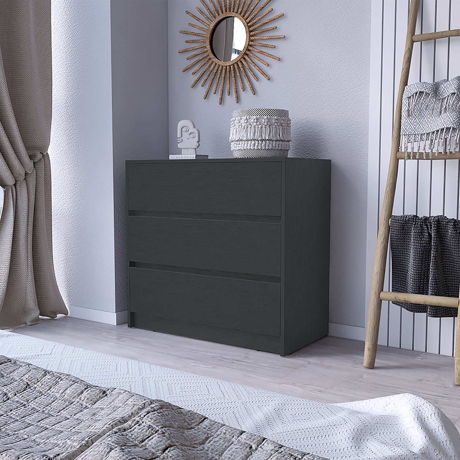 Kadyn Chest of Drawers, Nightstand with Three Drawers, Black Storage Cabinet for Living Room Kadyn Chest of Drawers, Nightstand with Three Drawers, Black Storage Cabinet for Living Room