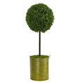 thumbnail image 1 of 2.5 ft. Boxwood Topiary Artificial Tree in Green Tin UV Resistant - Indoor & Outdoor, 1 of 1