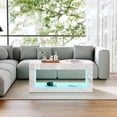 thumbnail image 3 of Coffee Tables for Living Room, Modern High Gloss Marble Print Center Table with LED Lights for Coffee and More, White, 3 of 6