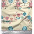 thumbnail image 1 of Soimoi Poly Crepe Fabric Floral,Tree & Owl Kids Print Fabric by The Yard 52 Inch Wide, 1 of 3