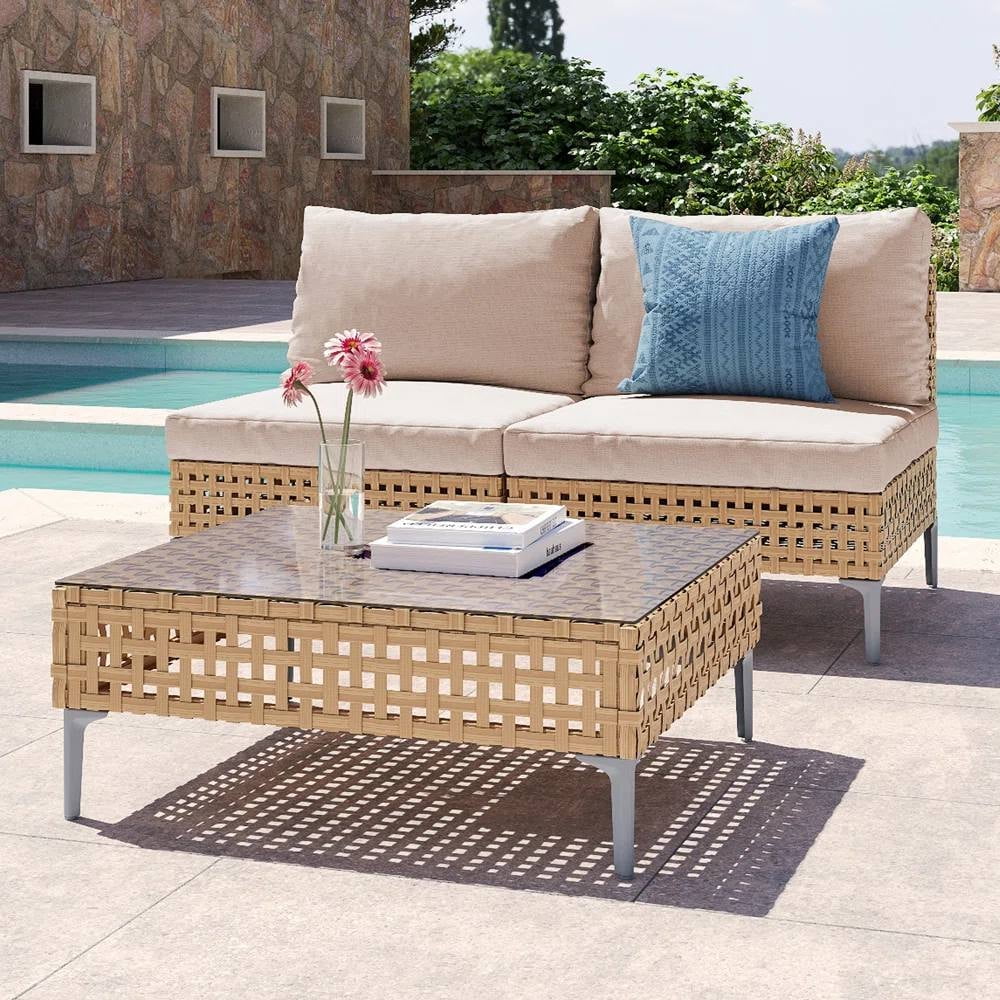 Grand Patio 3-Piece Wicker Patio Furniture Set, 2 Single Sofa with Thick Cushions and Coffee Table