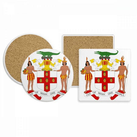 

Jamaica North America National Emblem Coaster Cup Mug Holder Absorbent Stone Cork Base Set