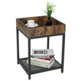 thumbnail image 6 of Lusimo Space-Saving Square Metal Coffee Table with Mesh Shelf, Brown, 6 of 7