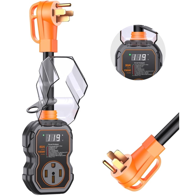 Protectores contra sobretensiones para vehículos recreativos GEARGO, 50 amperios, 15000 julios, con pantalla LED