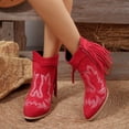 thumbnail image 4 of Red Womens Chunky Heel Boots With Side Zipper And Round Toe For Winter Casual And Fashionable Look, 4 of 9