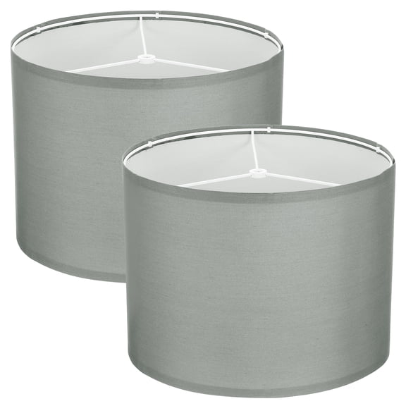 2Set Drum Lamp Shades for Table Lamps, 13"x13"x10" Linen Lampshade Easy Assembly Lamp Shade for Table Lamps Floor Lamps Bedside, Grey