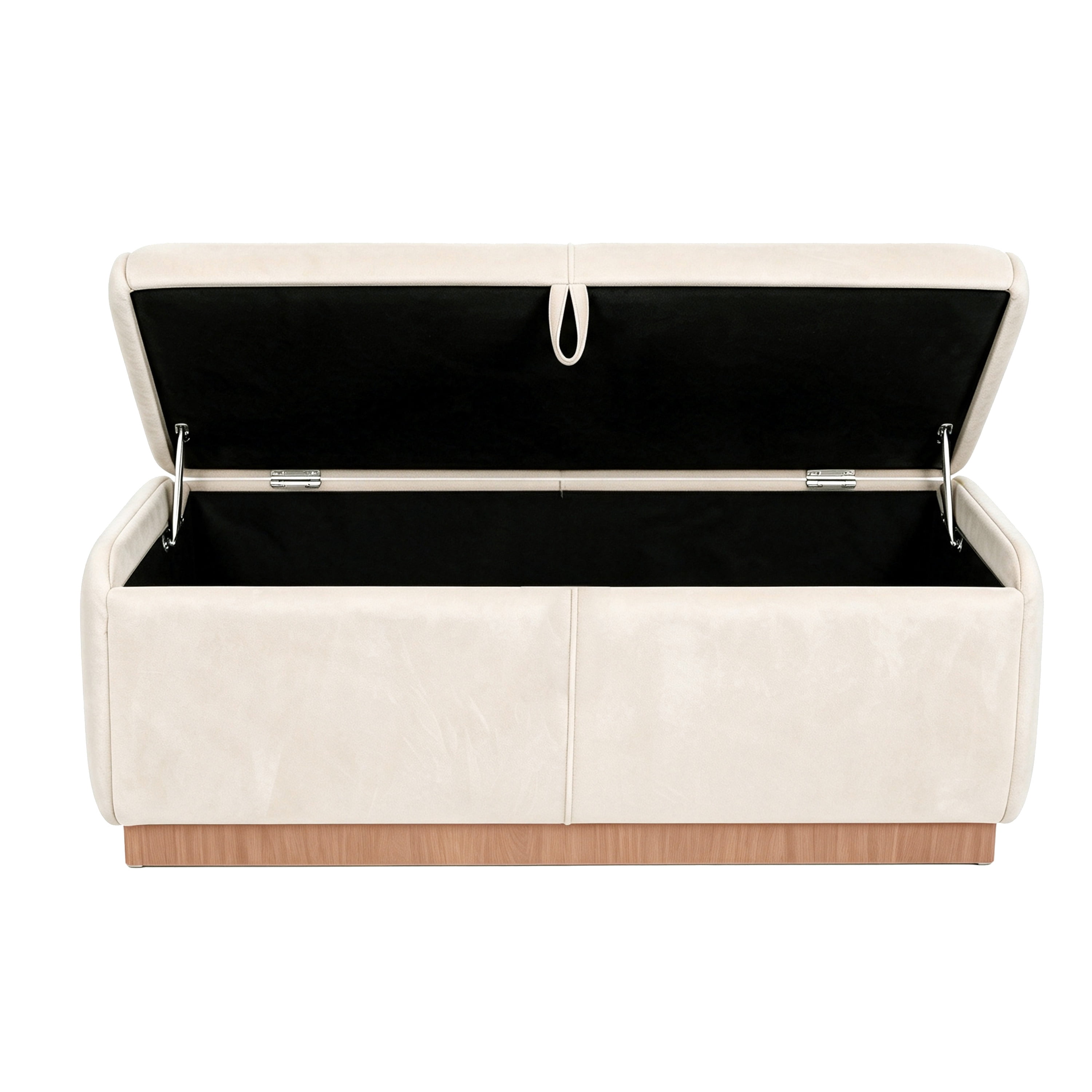 Euroco 47.2" Storage Ottoman Bench,Upholstered Footrest Entryway Bench, End of Bed Bench for Living Room Bedroom,Beige