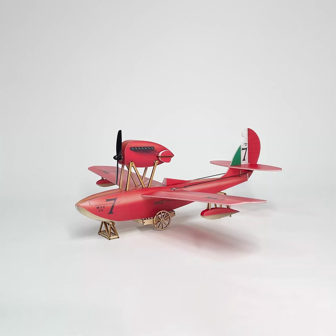MinimumRC Macchi M-33 RC Seaplane 4 Channel 2.4GHz Gyro Stabilized Flying Boat Remote Control Airplane Toy Gift 390mm Wingspan Fixed Wing with Water Landing, 1 Battery (Left-Hand Throttle)
