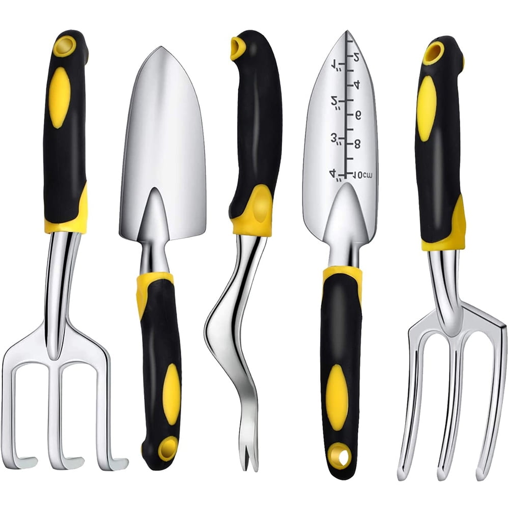 Seenda Garden Tool Set 5 Pcs, Heavy Duty Gardening Hand Tools Included Shovel, Transplanter