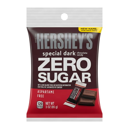 HERSHEYS, SPECIAL DARK Mildly Sweet Sugar Free Chocolate Candy Bars, Individually Wrapped, 3 oz, Bag