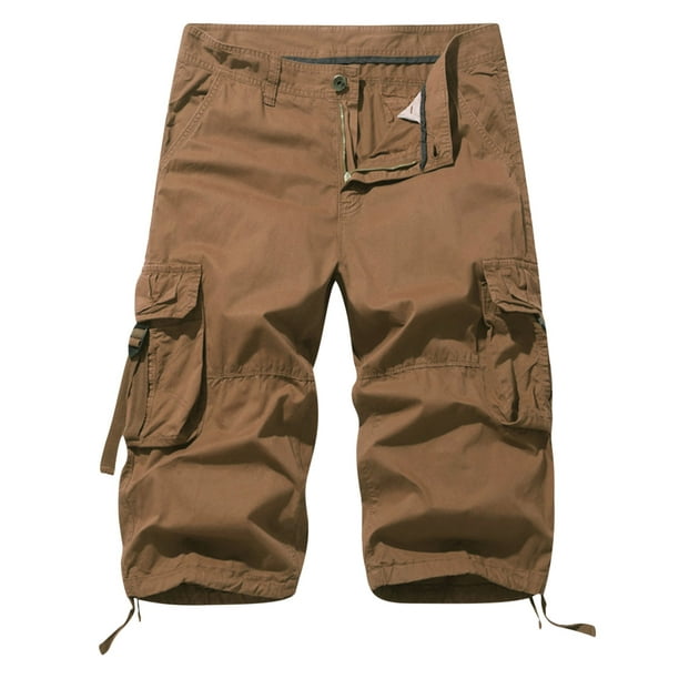 Capri Pants for Men Casual Button Zipper 3/4 Cargo Pants Baggy Multi ...