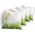 thumbnail image 5 of Ambesonne Floral Throw Pillow Cover 4 Pack, Daffodils with Grass, 20", Green Yellow, 5 of 7