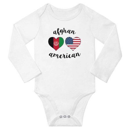 

Afghan and American Love Heart Baby Long Slevve Romper Bodysuit (White 18-24 Months)
