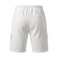 thumbnail image 6 of JTSRKL Men's Outdoor Cargo Shorts Solid Waffle Knit Drawstring Elastic Waist Multi Pocket Short Pants Lightweight Summer Beach Daily Casual Trunks White XXL, 6 of 7