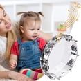 thumbnail image 4 of 10-inch Tambourine Handbell Hand Drum with Double Row Jingles Percussion Instrument, 4 of 7