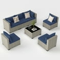 thumbnail image 6 of MRUAKA 7 Pieces Patio Conversation Set, Outdoor Sectional PE Rattan Wicker Furniture Seat,NAVY, 6 of 7