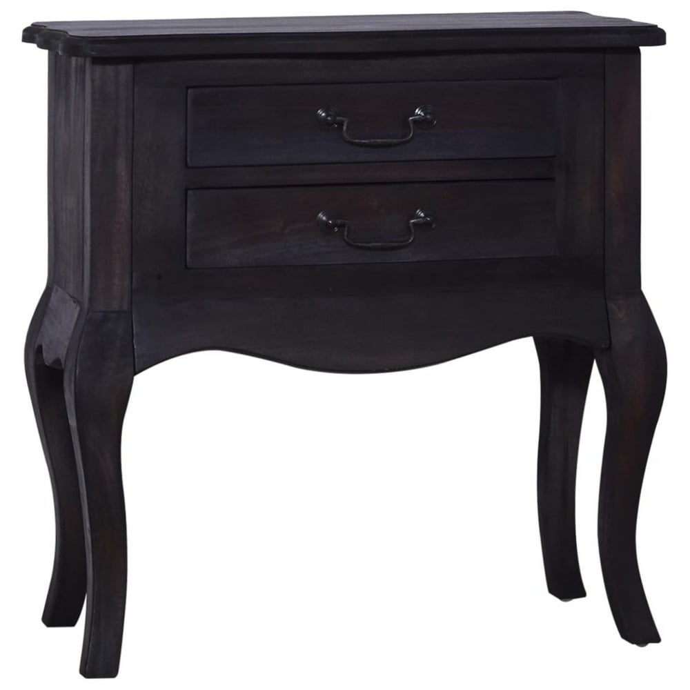vidaXL Bedside Black 23.6"x11.8"x23.6" Solid Mahogany Wood