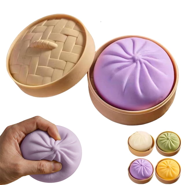 Juguete squishy de dumpling morado para aliviar el estrés y fidget sensorial