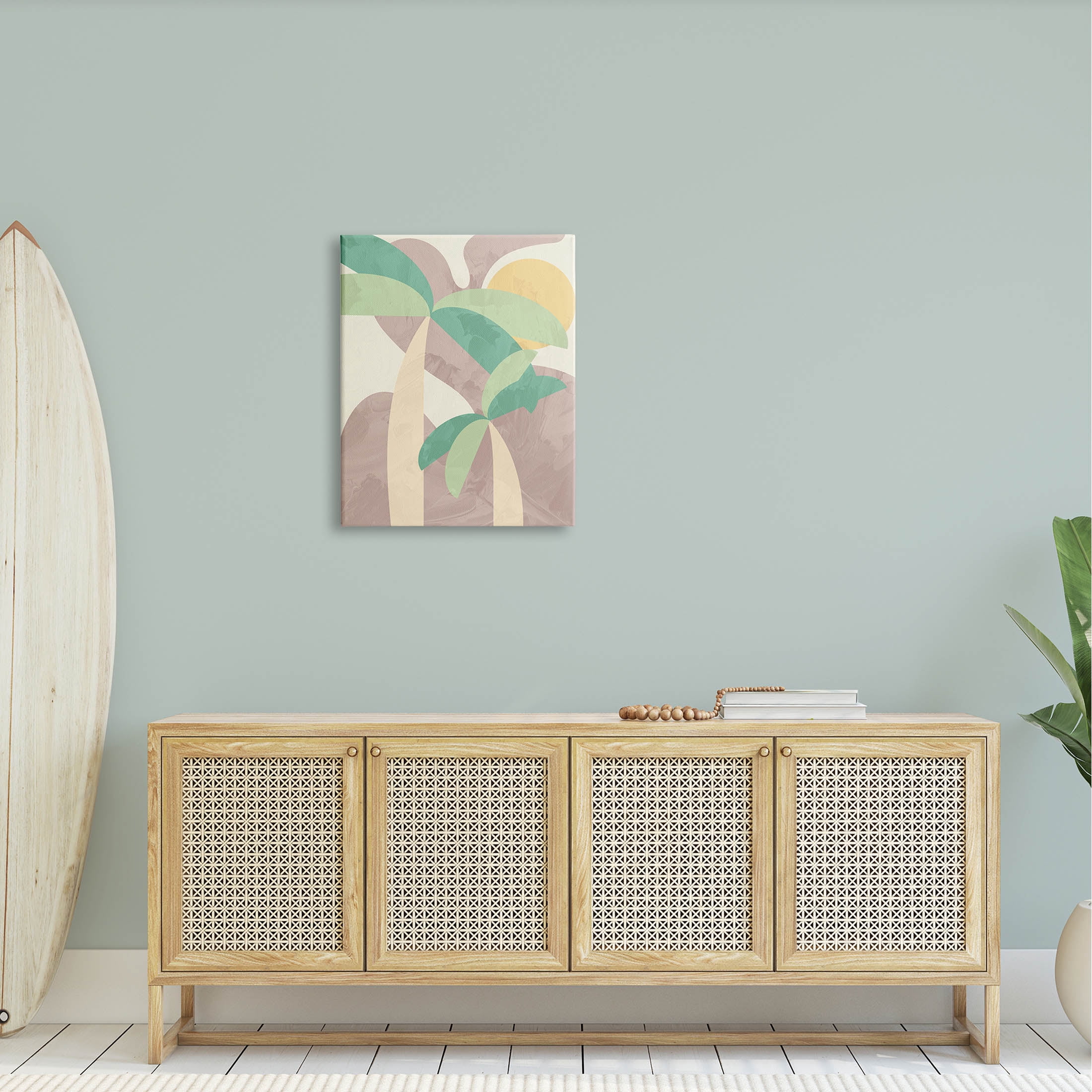 Abstract Summer Palms Shapes Botanical & Floral Graphic Art Gallery Wrapped Canvas Print Wall Art