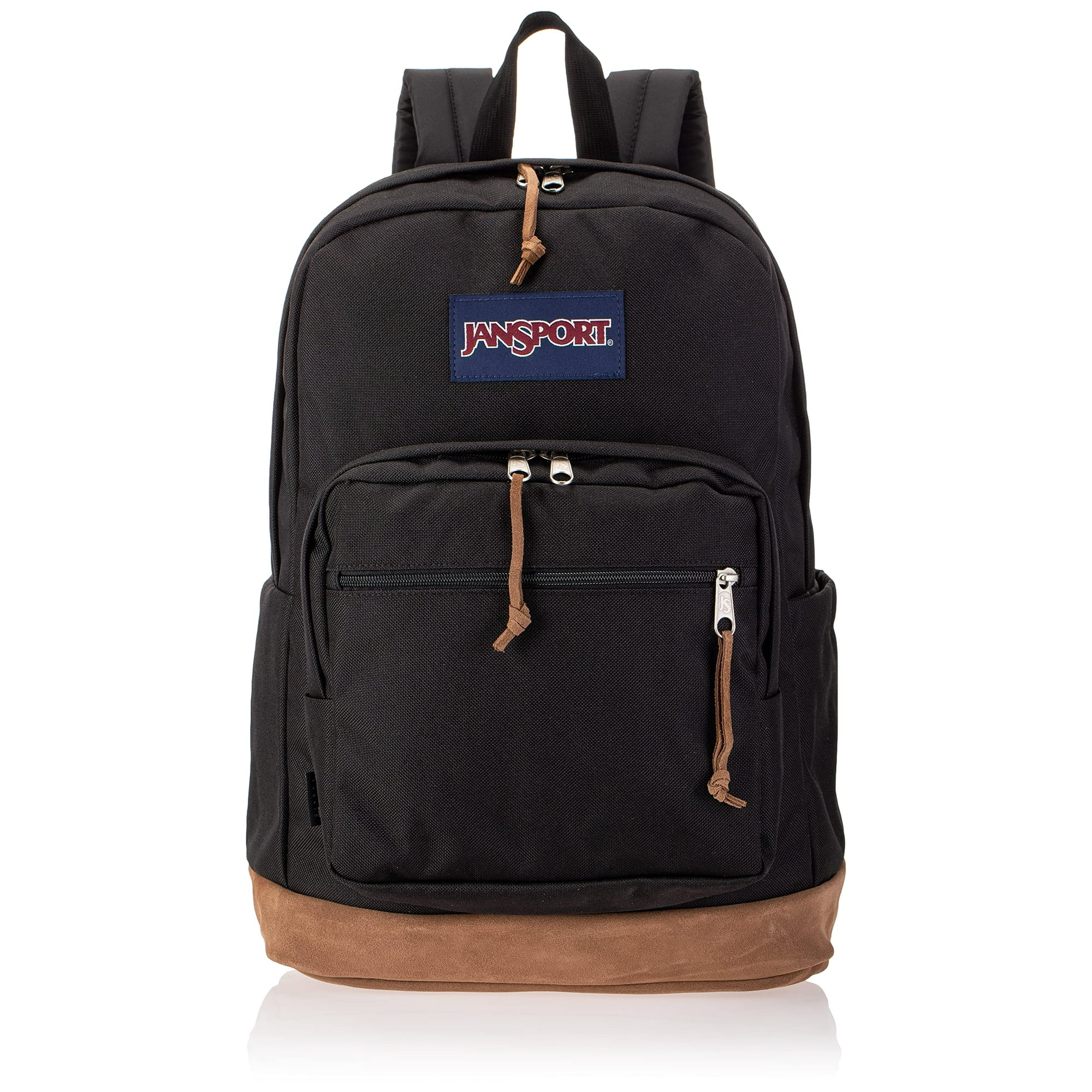 JanSport Right Pack Backpack - School, Travel, Work, or Laptop Bookbag with Suede Leather Bottom with Water Bottle Pocket, Blue Dusk