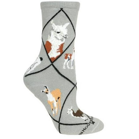 Wheel House Designs - Llama On Gray Socks - 9-11 (Best Socks For Around The House)