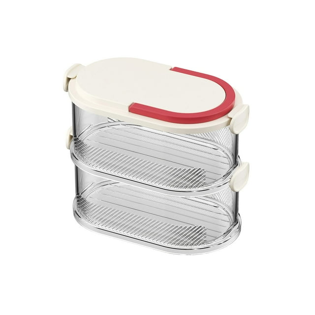 Stackable Spice Storage Box, Off-White, 2-Layer, Multi Layer Sealed Organizer Airtight Stackable Kitchen Rack Airtight Storage Organizer for Home and Kitchens Saving Herb