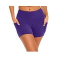 thumbnail image 1 of Natural Uniforms Women's High Waist Yoga Shorts&nbsp;Tummy Control with Deep Pockets (X-Large, Purple), 1 of 6