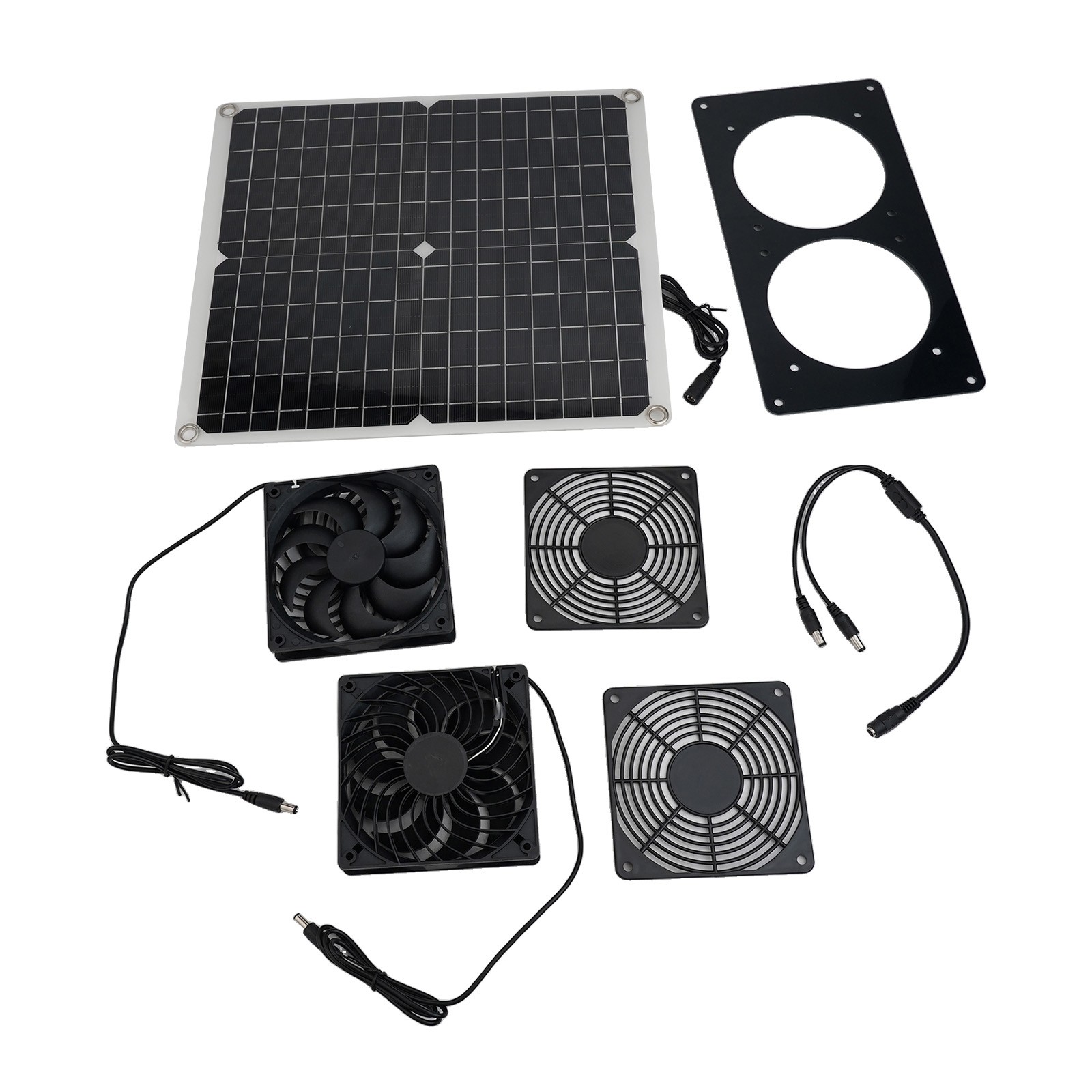 BTOER 30W Solar Panel Outdoor Solar Exhaust Fan Dog Chicken Coop RV Greenhouse Fan Solar fan