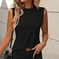 thumbnail image 2 of Top sin mangas de cuello redondo liso de verano para mujer - Corte holgado, mezcla de poliéster - Camiseta sin mangas informal para el día a día, 2 of 5